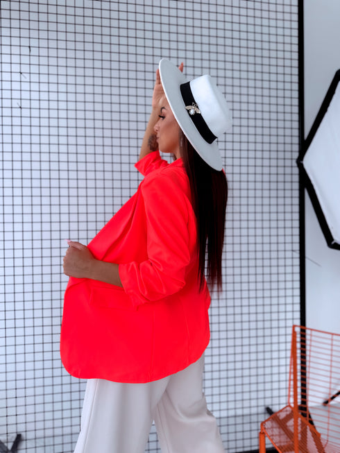 Neon orange, ONE SIZE jacket with gathered sleeves